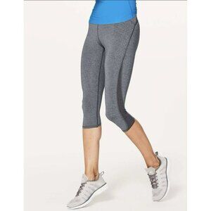 Lululemon Train Times Crop (17" ) Heathered Black Size 8 EUC